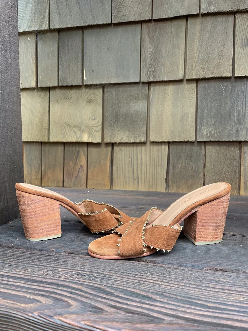 Ulla Johnson Brown Suede Block-Heel Slide Sandals Size 39 - Picture 6 of 6